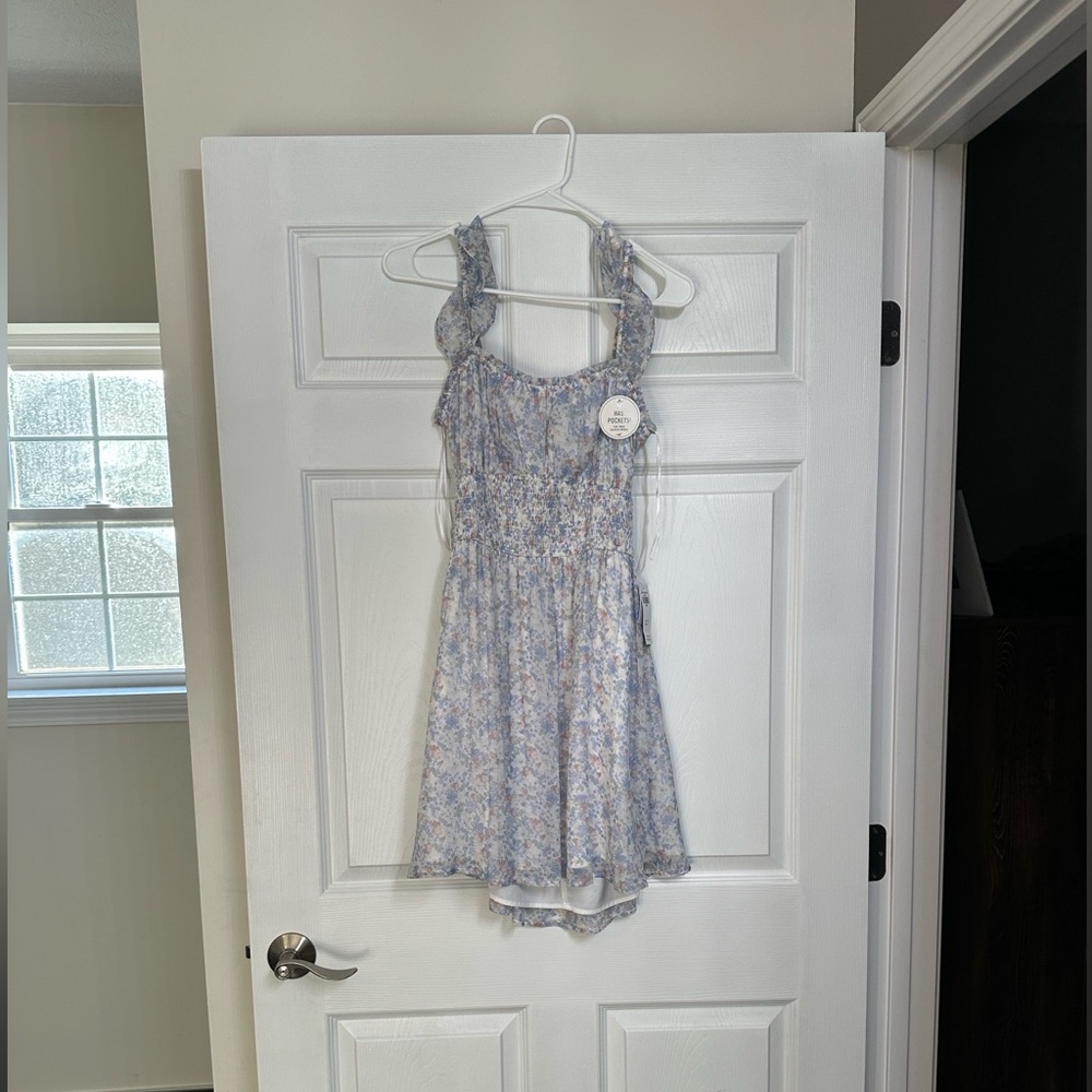 Floral womens Dress in Blue and White